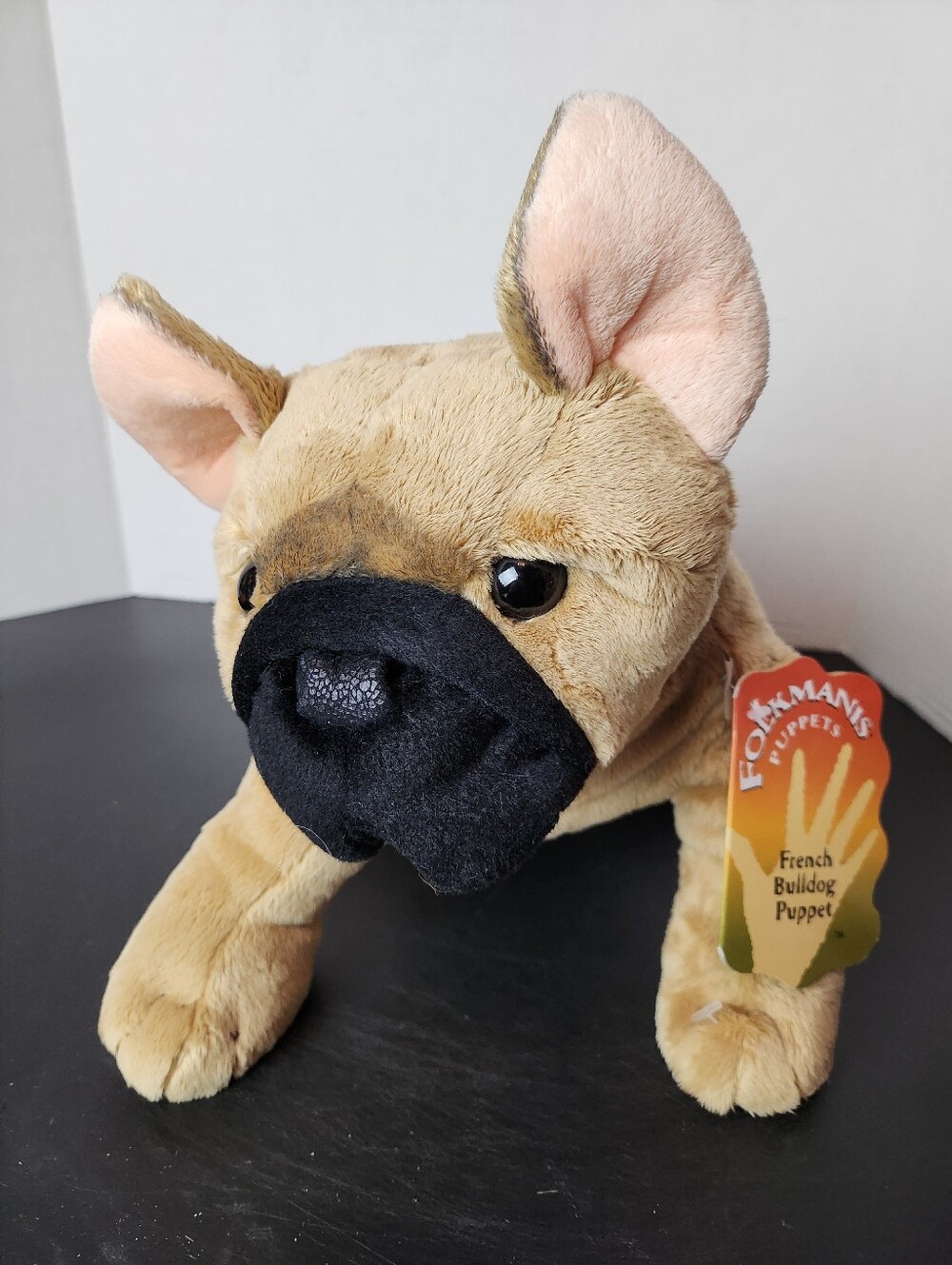 Folkmanis French Bulldog Hand Puppet Plush Light Brown/Dark Brown original Tags